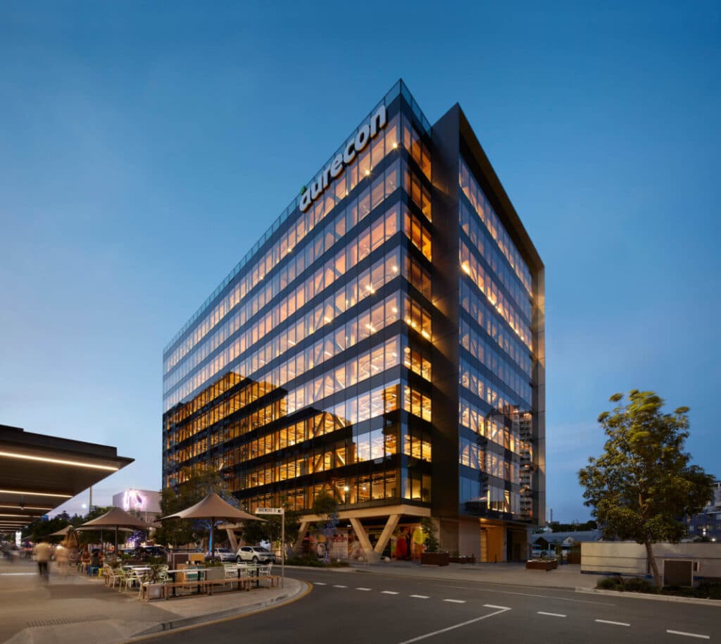 The tour began at 25 King - the building which in 2018 was the tallest mass timber building in the world. (Photo credit: Tom Roe)