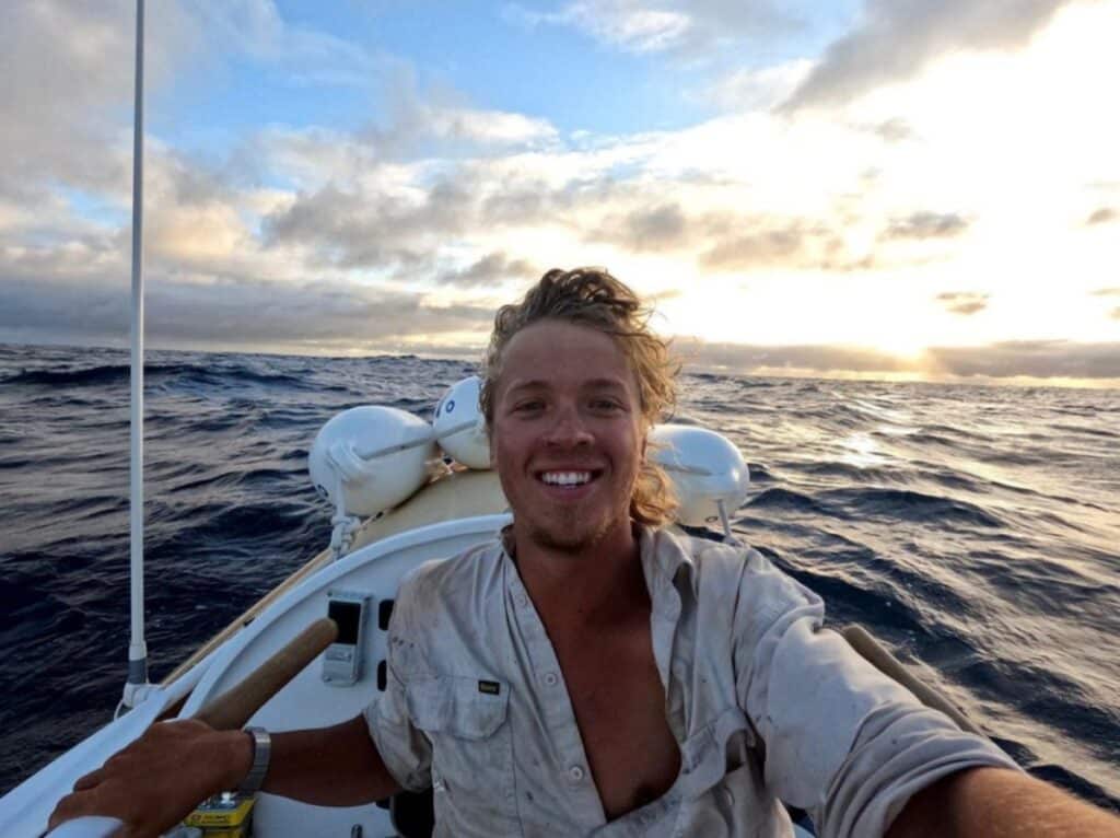 The moment Tom Robinson spotted land after 160 days and 5000 nautical miles at sea! (Photo credit: Tom Robinson)