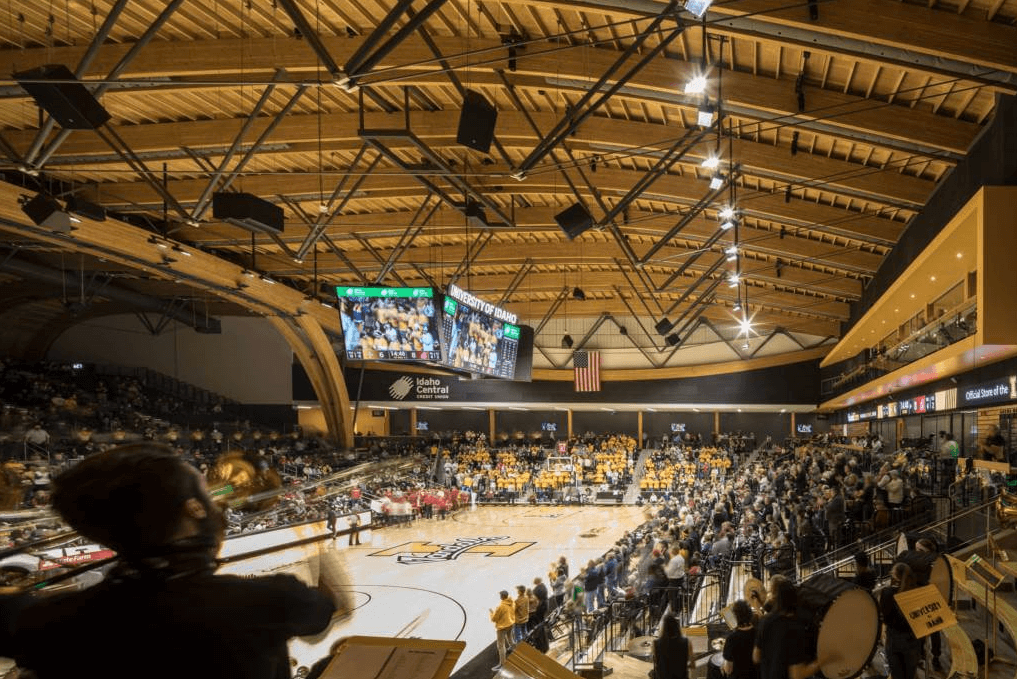Mass Timber Roof a standout feature at the University of Idaho basketbal arena in Moscow Idaho Wood Central 1