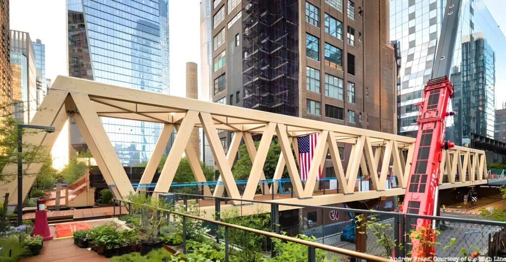 Dubbed the Moynihan Connector, the new addition extends the elevated park's reach from its current endpoint at West 30th Street and 10th Avenue to a public plaza within the Manhattan West development. (Photo Credit: Andrew Fraaz from the High Line)