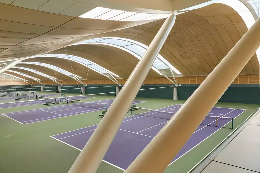 The All England Clubs all new indoor tennis centre as designed by Hopkins Architecture Wood Central