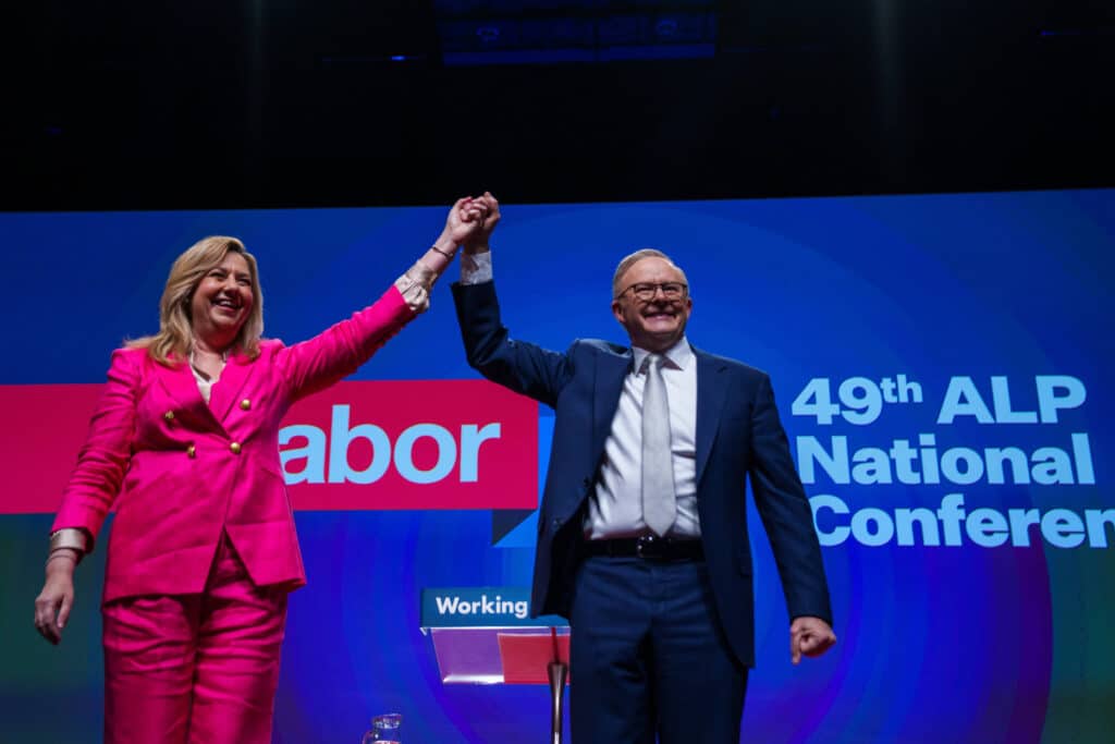 Queensland Premier Annastacia Palaszczuk and Australian Prime Minister Anthony Albanese at the launch of the ALP National Conference in Brisbane. (Photo Credit Annastacia Palaszczuk Twitter)