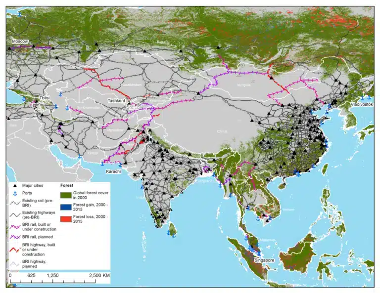 In 2019, Brookings looked at the forecast forest cover, loss and gain resulting from the Belt and Road Initiative.