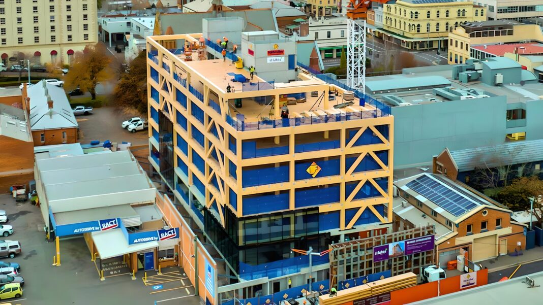 TheThe St Lukes building in Launceston is Tasmania's first timber high rise but it certainly won't be the last. (Photo Credit: Fairbrother)