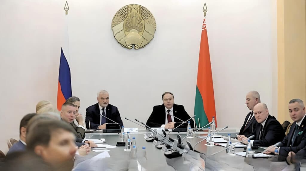 Governor of Komi, Russia's second largest state, Vladimir Uyba at the sixth meeting of the working group on cooperation between the Republic of Belarus and the Komi Republic of Russia last week. (Photo Credit: Belta)