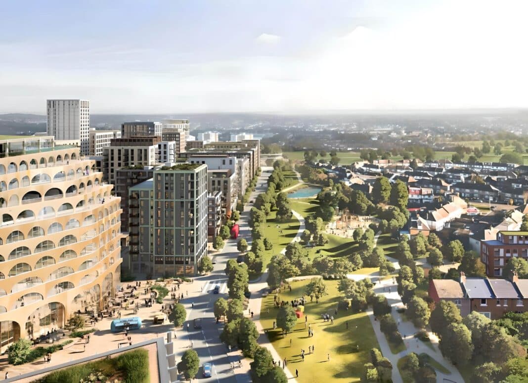 The new roadmap will help drive net-zero objectives through the UK's building and construction industry - responsible for 25% of its total emissions. It will also led to more timber being used in projects like Brent Cross Town, one of Europe's largest urban regeneration projects which is using mass timber construction systems to build at scale. (Photo Credit: Brent Cross Town)