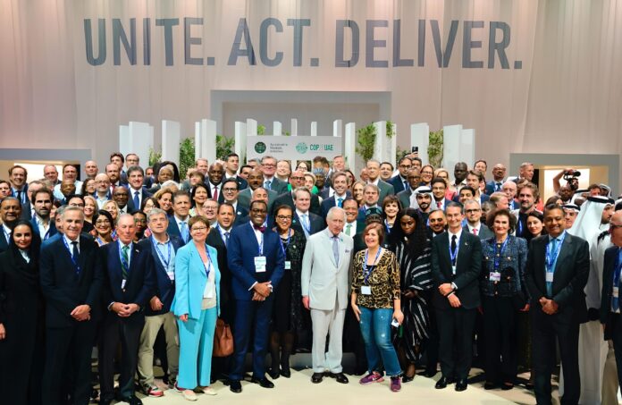 King Charles III at COP28 joined global Heads of State and Government, business CEOs, philanthropists, and heads of NGOs, to celebrate the important role the private sector plays in driving climate action (Photo Credit: The Royal Family)