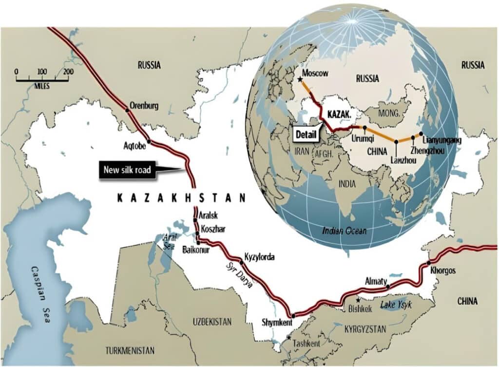 Uzbekistan has emerged as a major kingpin in Russia and Belarus's extensive conflict trade - with the former soviet state building extensive railway networks connecting Minsk and Moscow to Beijing. (Photo Credit: Chinese Government)