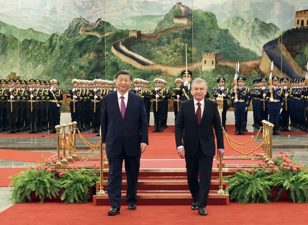 Uzbekistan has emerged as a major kingpin in Russia and Belarus's extensive conflict trade - with the former soviet state building extensive railway networks connecting Minsk and Moscow to Beijing. Yesterday, China's President Xi Jinping met with Uzbekistan's President t Mirziyoyev in Beijing to discuss the development of a new Silk Road connecting Russia to China. (Photo Credit: Chinese Government)