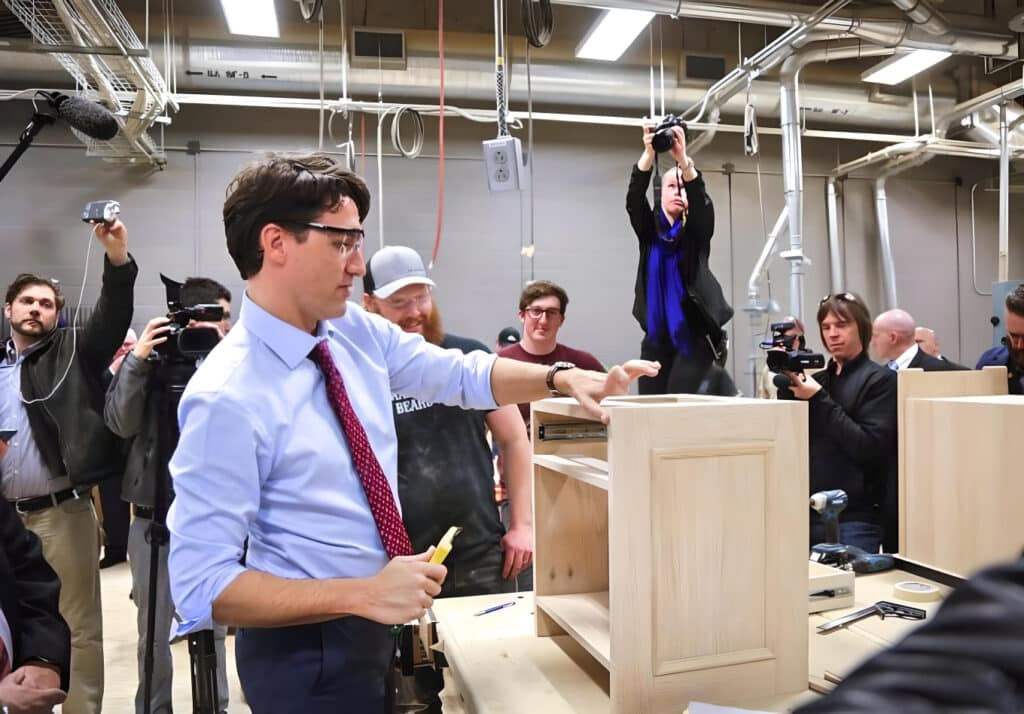 Canadian Prime Minister Justin Trudeau is pushing to use mass timber, panalisation and 3D printing to deliver new housing on an industrial scale. (The Canadian Press / Alamy Stock Photo)