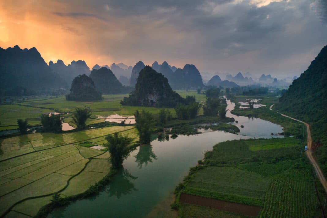 Ngoc Con valley belongs to Trung Khanh district, Cao Bang province (where Po Peo border gate is adjacent to China). Ngoc Con is where the Quai Son River (originating from China) flows into the territory of Vietnam (Photo Credit: Xuan Hiep Vo via I Stock Images)