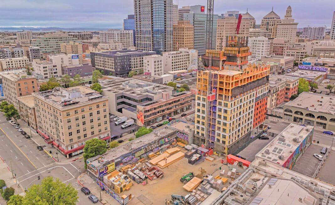 oWOW is now looking to use post-to-plate construction systems (or point-supported mass timber) to drive adoption of timber buildings across the world - starting with 1510 Webster Street in Oakland, California. (Photo Credit: DCI Engineers)