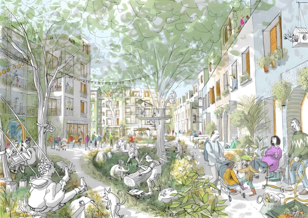 Approved yesterday, UK's largest timber neighbourhood is looking to "change so many things,"including how buildings are cladded, and will use demountable cross-laminated timber and biobased materials like hemp to create net-zero housing. (Image Credit: Human Nature)