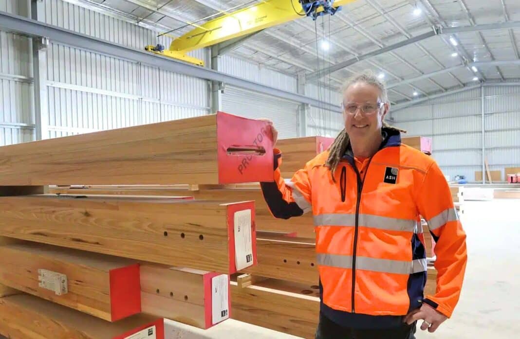 Australian Sustainable Hardwoods (ASH) General Manager Dave Gover at Hayfields in Victoria. ASH are investing in autonomous robots to improve it's mass timber production efficiency. (Photo Credit: Australian Sustainable Hardwoods)