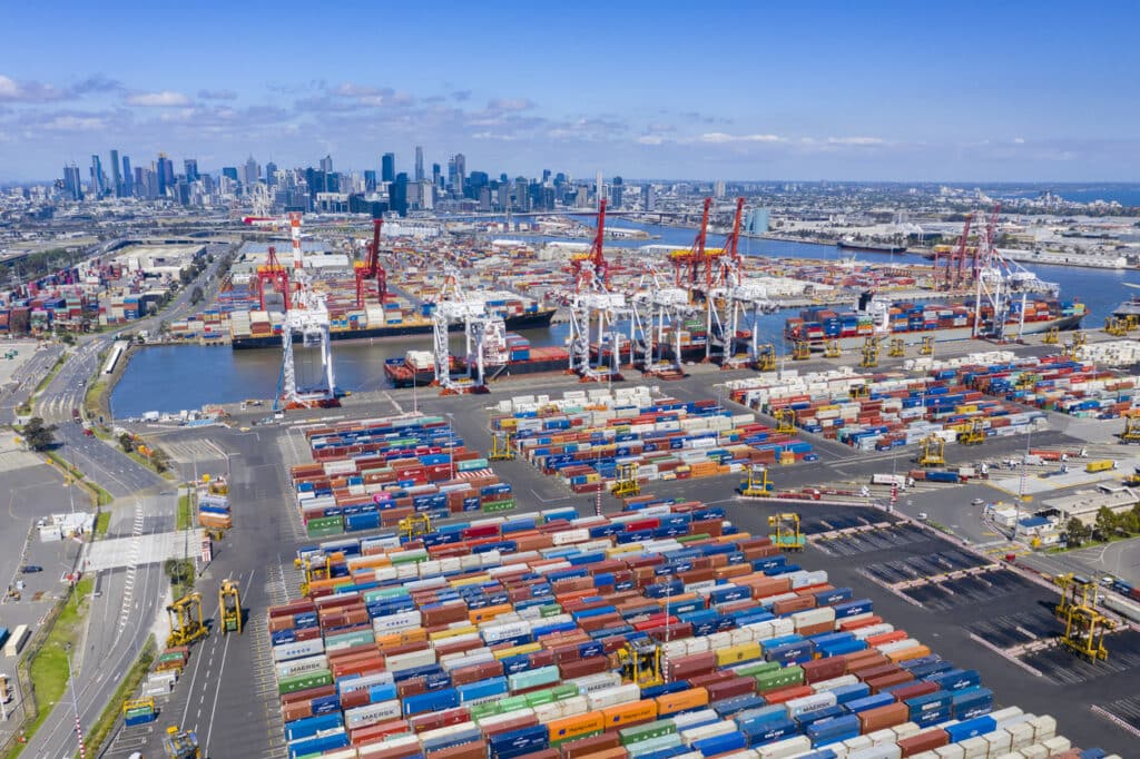 Hundreds of timber containers arrive at ports across Australia, including the Port of Melbourne (Australia's largest container port) every month with imported timbers treated either offshore (before arriving) or onshore through an accredited treatment provider. (Photo Credit: Ymgerman from I Stock images from Getty Images)
