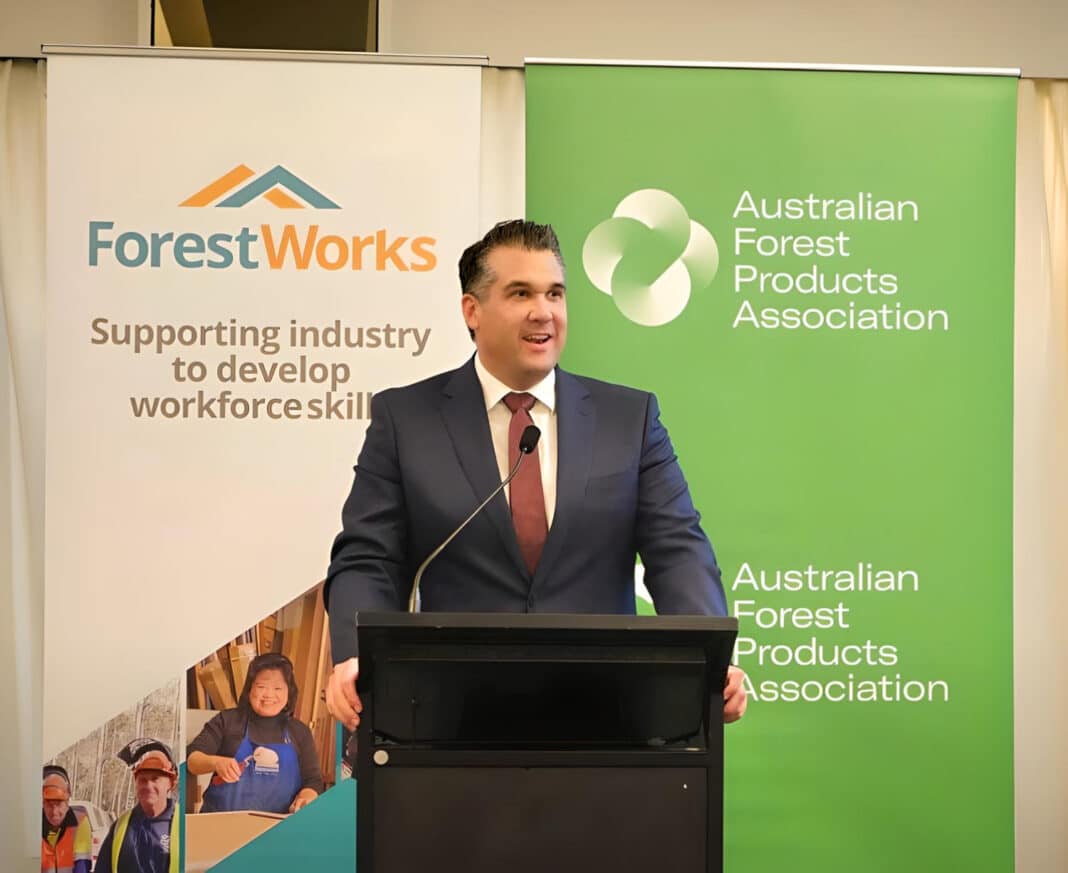 Australia's Shadow Housing Minister, Michael Sukkar, addressed last night's Australian Forest Products Association members dinner. (Photo Credit: Supplied by Australian Forest Products Association)