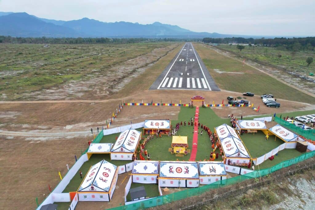 The Gelephu International Airport during the salhang tendrel (ground-breaking) ceremony, which was attended by Bhutan’s King Jigme Khesar Namgyel Wangchuck in December 2023. (Photo Credit: Public Facebook for His Majesty King Jigme Khesar Namgyel Wangchuck)