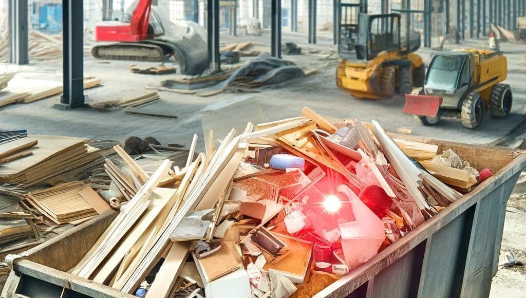 Researchers are now using AI and robotics to pinpoint construction materials to be recycled and upcycled for use in future construction projects, as well as pinpointing contaminated materials, like asbestos, to drive a more efficient, cheaper and safer recycling programme. (Photo Credit: Image created by Wood Central using OpenAI)