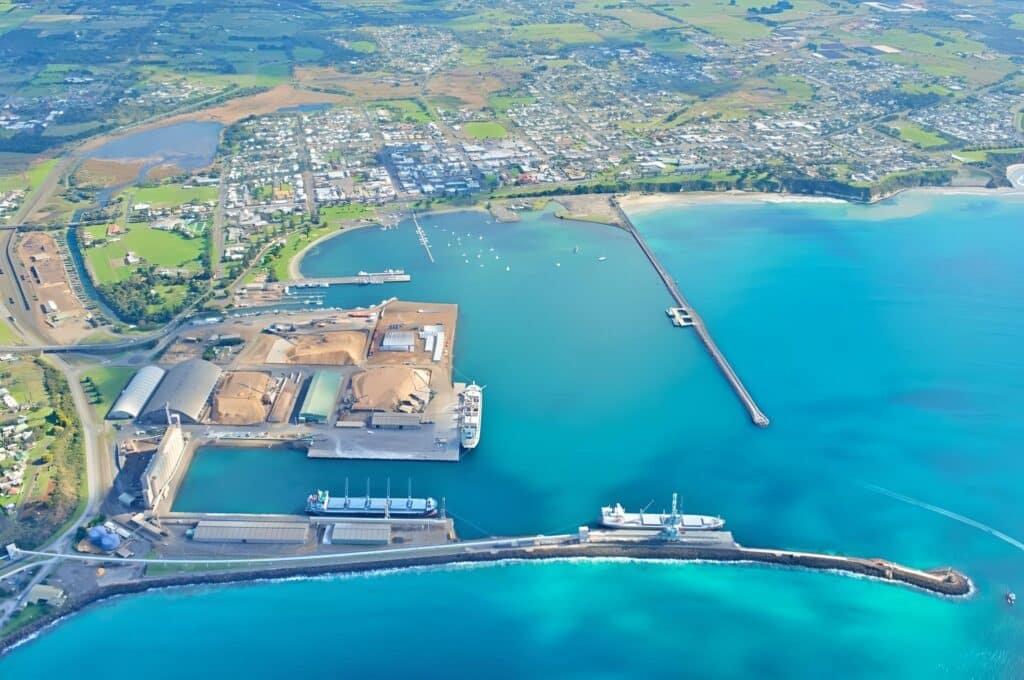 The Port of Porland is Australia's largest port for timber exports. Last year, Port of Portland CEO Greg Burgoyne reported that the port, which exported 1 million tonnes of logs to China leading up to the bans, “were aiming to get back to that tonnage.” (Photo Credit: Port of Portland)