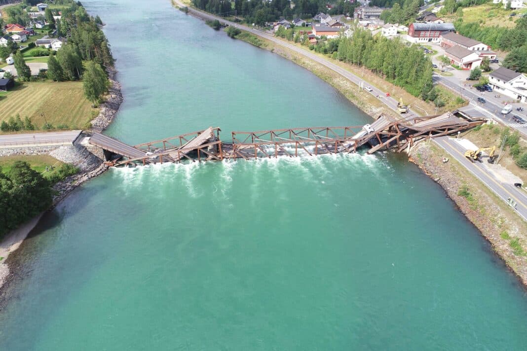 The Tretten Bridge collapse in Norway shocked the world in August 2022 - leading to the Norwegian government authority closing 14 timber bridges across the country. (Photo Credit: The Norwegian Public Roads Administration (NPRA))