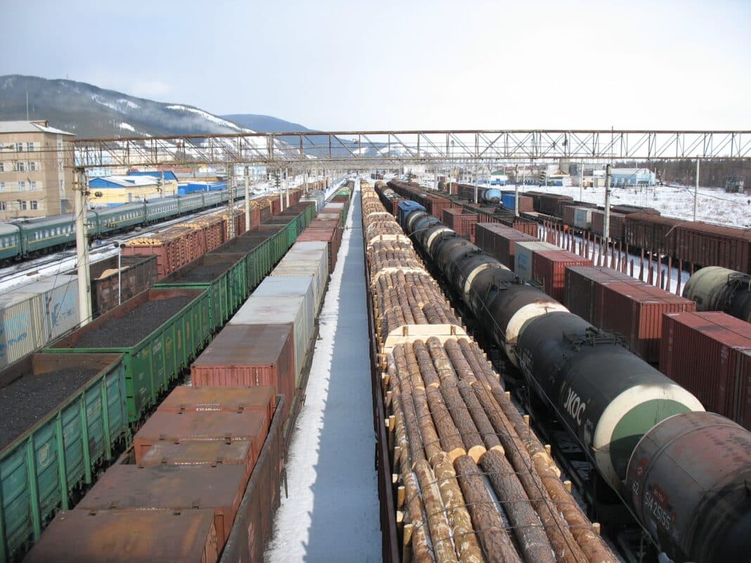 The Baikal–Amur Mainline in the Russian Far East operates parallel to the Trans-Siberian Railway and is one of the major transport points to trade timber into the Chinese market. (Photo Credit: Skitnevskaya via Shutterstock Images)