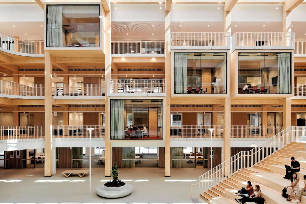 Inside Macquarie University Law School and Department of Philosophy's new Michael Kirby Building, which opened in March and embodies a bold vision for legal education at Macquarie University. (Photo Credit: Taylor Thomson Whitting)