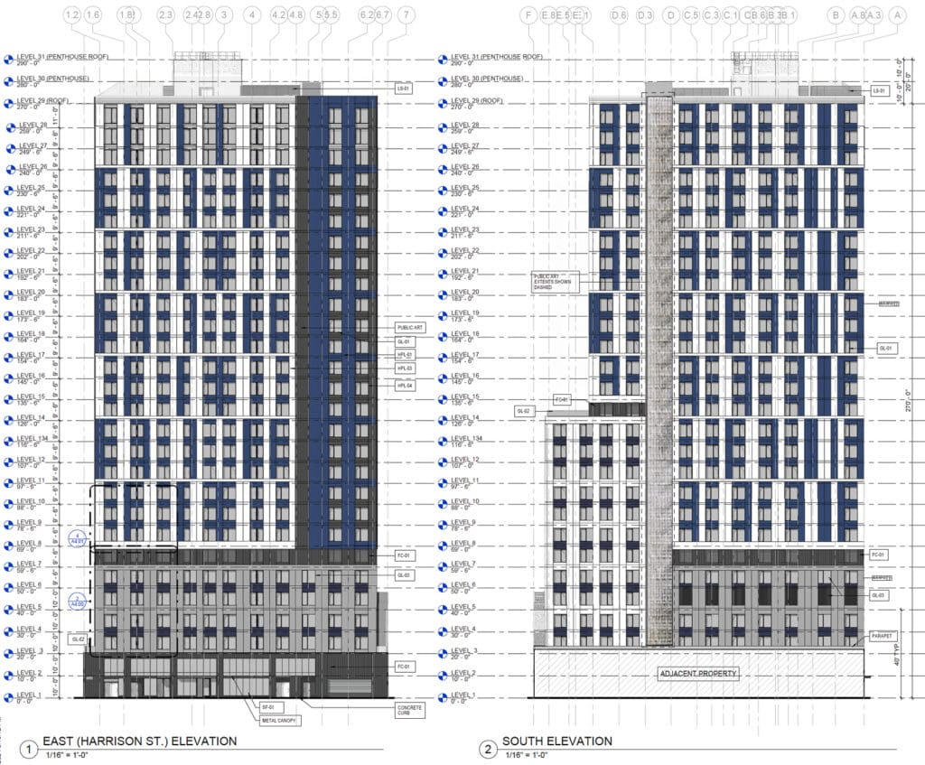 1523 Harrison Street facade elevations illustration by oWow