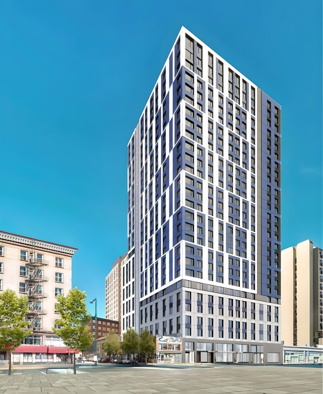 oWow's new development, at 1523 Harrison Street, will tower downtown Oakland, and will become California's largest mass timber building. (Photo Credit: Renders provided by oWow)