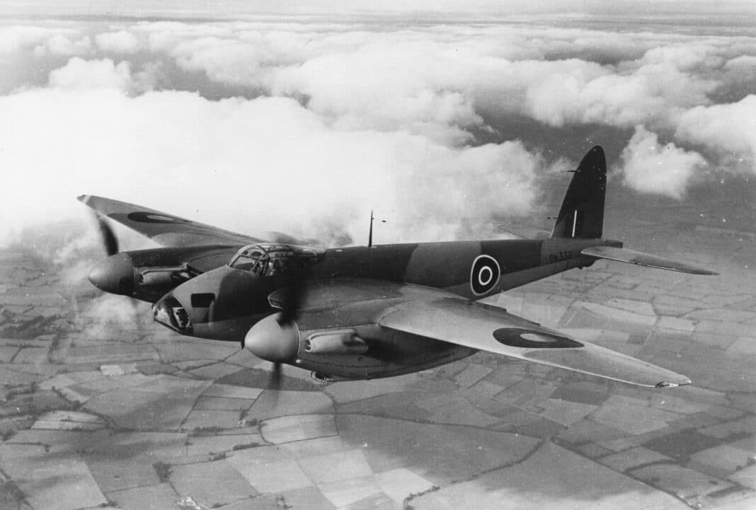 The wooden De Havilland DH.98 Mosquito in full flight during a skirmish in 1942-43, it was for a time the fasted military airplane ever commissioned and one of the most successful deployed in the Second World War. (Photo Credit: Fotoafdrukken Koninklijke Luchtmacht via Wikimedia Commons)