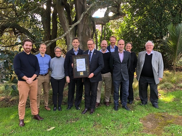 Rob de Fégely with Margules Groome team members during the presentation of the William Jolly Medal for outstanding service to the forest industry. (Photo Credit: Margules Groome)