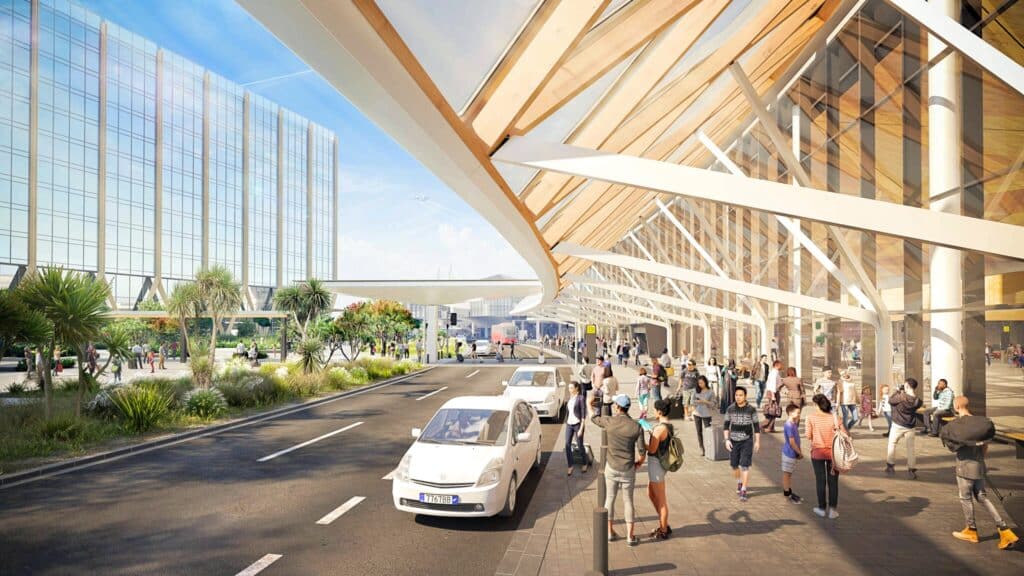 In 2017 Architectus was engaged by Auckland Airport as part of a consortium to progress the Terminal Development Plan. (Renders provided by Architectus)