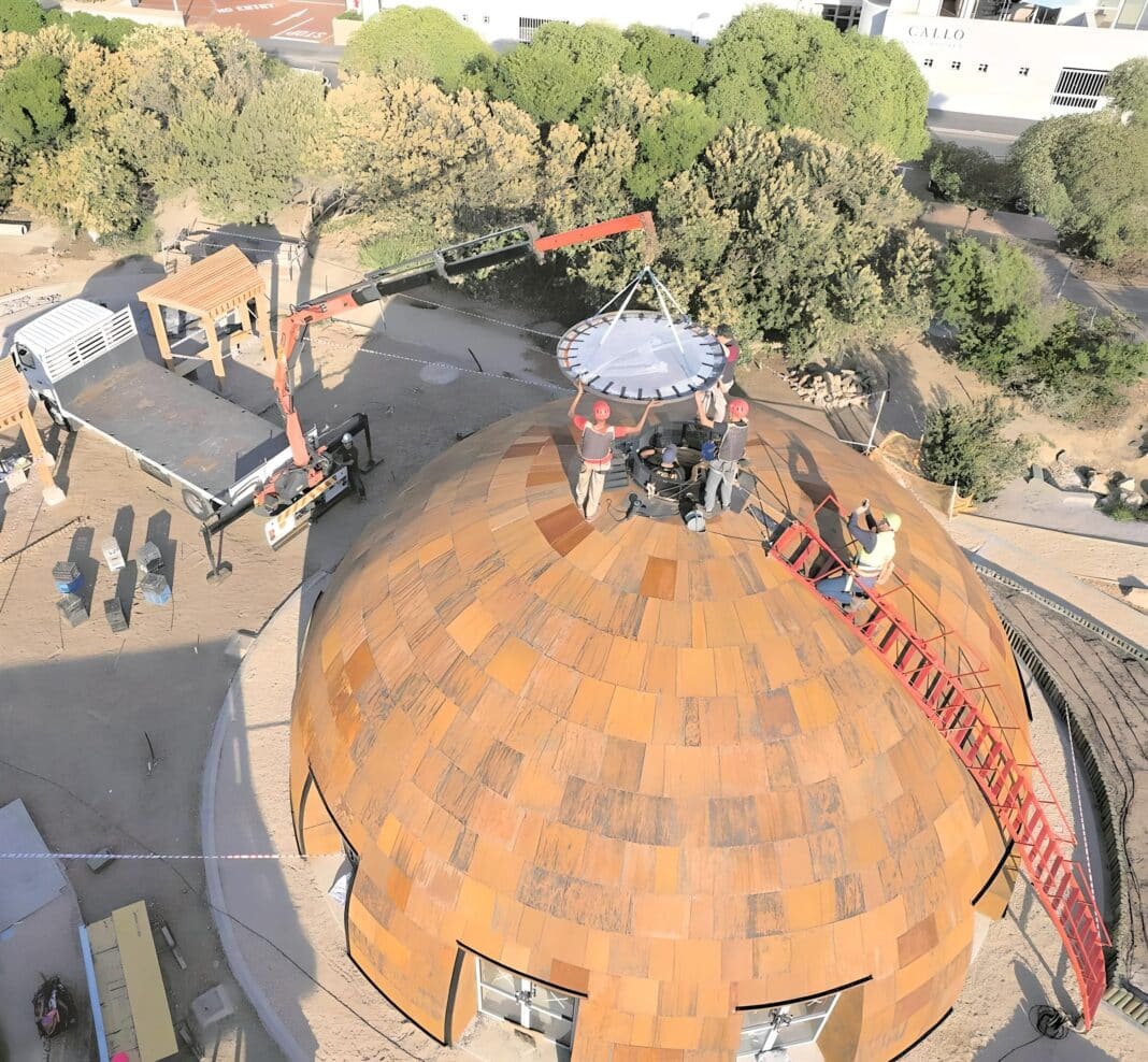 Earlier this year, construction crews put the finishing touches on the Greenpoint Educational Dome Project - the world's first 3D mass timber dome. (Photo Credit: MEWA)