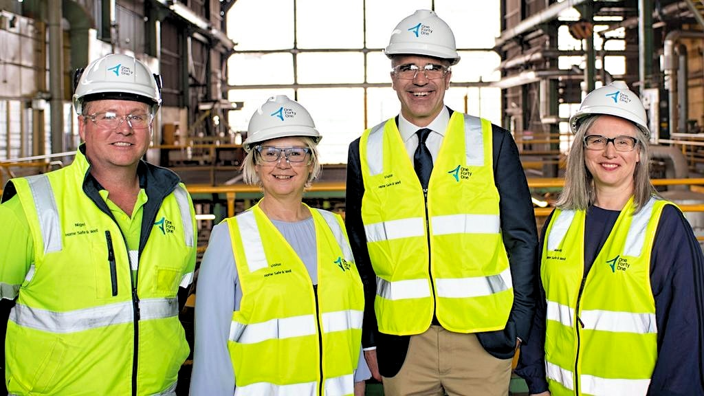 General Manager of Operations Nigel Boyd, Minister Clare Scriven, Premier Malanauskas and CEO Wendy Norris at One Forty One's Co Generation Power Project launch on Thursday October 3.