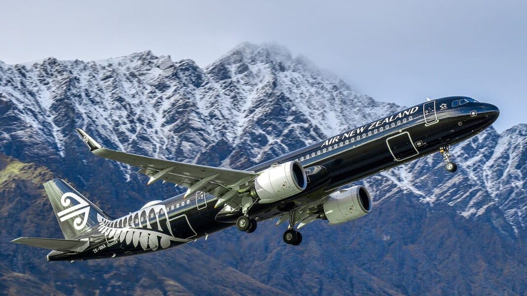 An Air NZ flight taking off from Queenstown. New Zealand's national carrier is pushing for the government to back a scheme which will see waste from the country's abundant forests being converted into sustainable aviation fuels. (Photo Credit: @shortfinal_aviation. This file is licensed under the Creative Commons Attribution-Share Alike 4.0 International license)