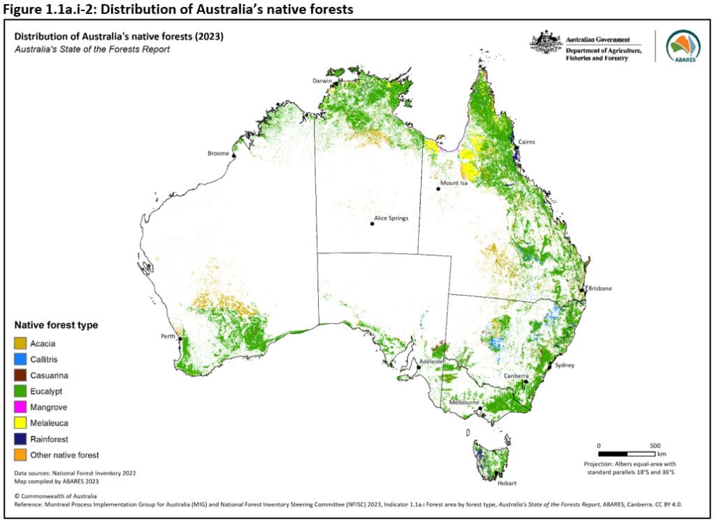 Figure 1.1a.i 2 Distribution of Australias native forests 0 fotor 20241028124838