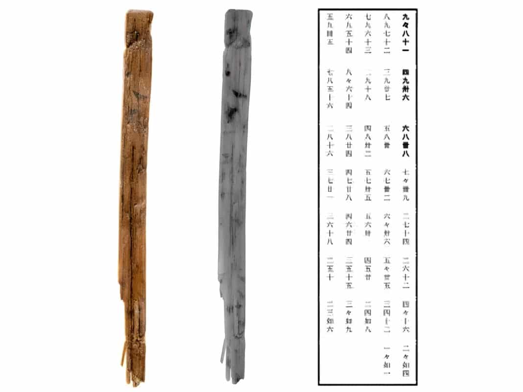 Japan’s oldest multiplication table is discovered. (Photo Credit: Nara National Research Institute for Cultural Properties/YTV News)