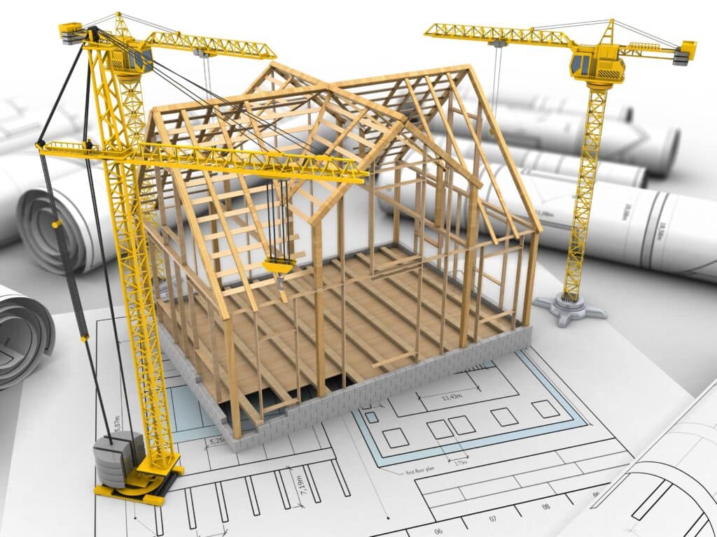 Lightweight framing for detached housing and mass timber for mid-rise apartment buildings - the new report claims that timber-based construction solutions hold the key to meeting Australia's 1.2 million housing targets while also achieving Net Zero by 2050. (Photo Credit: Stock Illustration ID: 549295282)